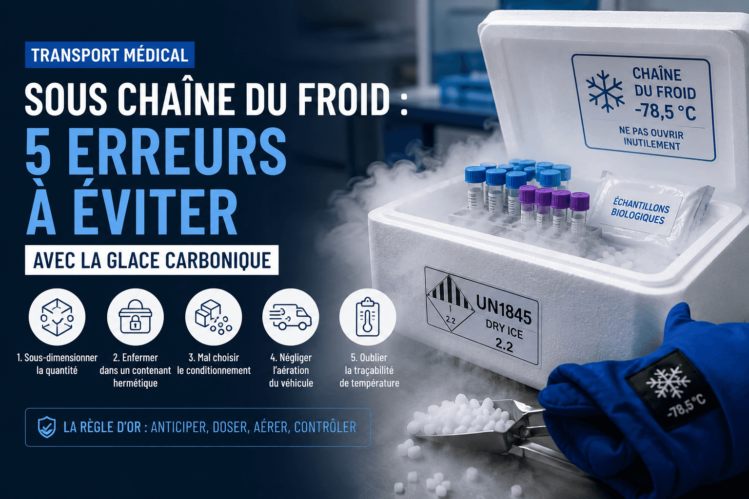 Transport médical sous chaîne du froid : 5 erreurs à éviter avec la glace carbonique
