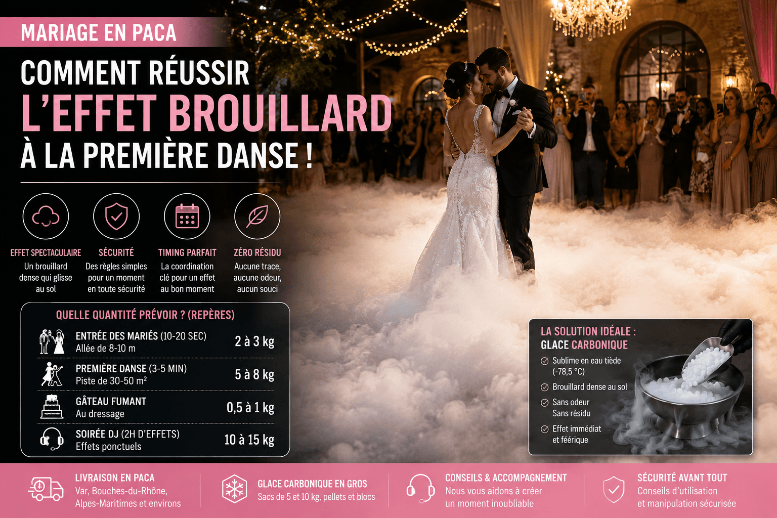 Mariage en PACA : comment réussir l'effet brouillard à la première danse